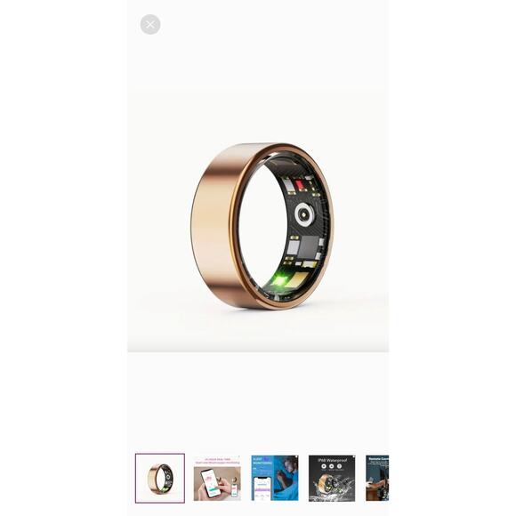 Limited Edition Rose Gold Smart Ring Health Sleep Monitoring Fitness Track - Picture 1 of 7